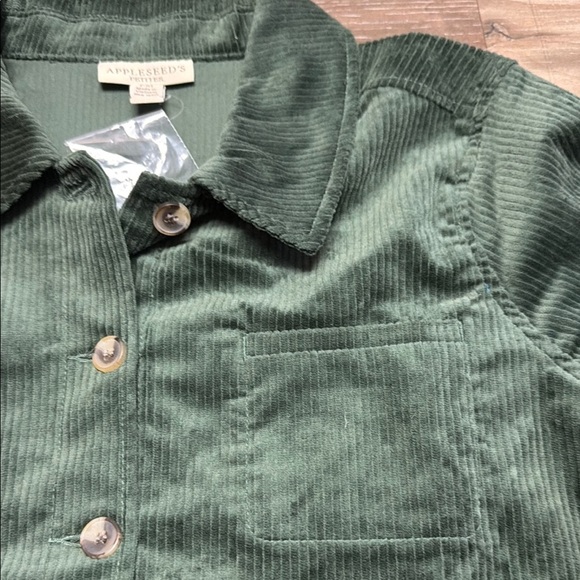 Appleseeds Jacket Womans M Petites Green Corduroy Casual Shacket Button Up NWT - Picture 5 of 10